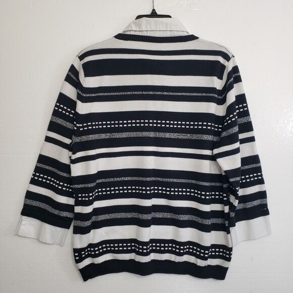 Alfred Dunner Women's Petite PXL Black and White Blouse and Sweater Combo - Picture 7 of 7